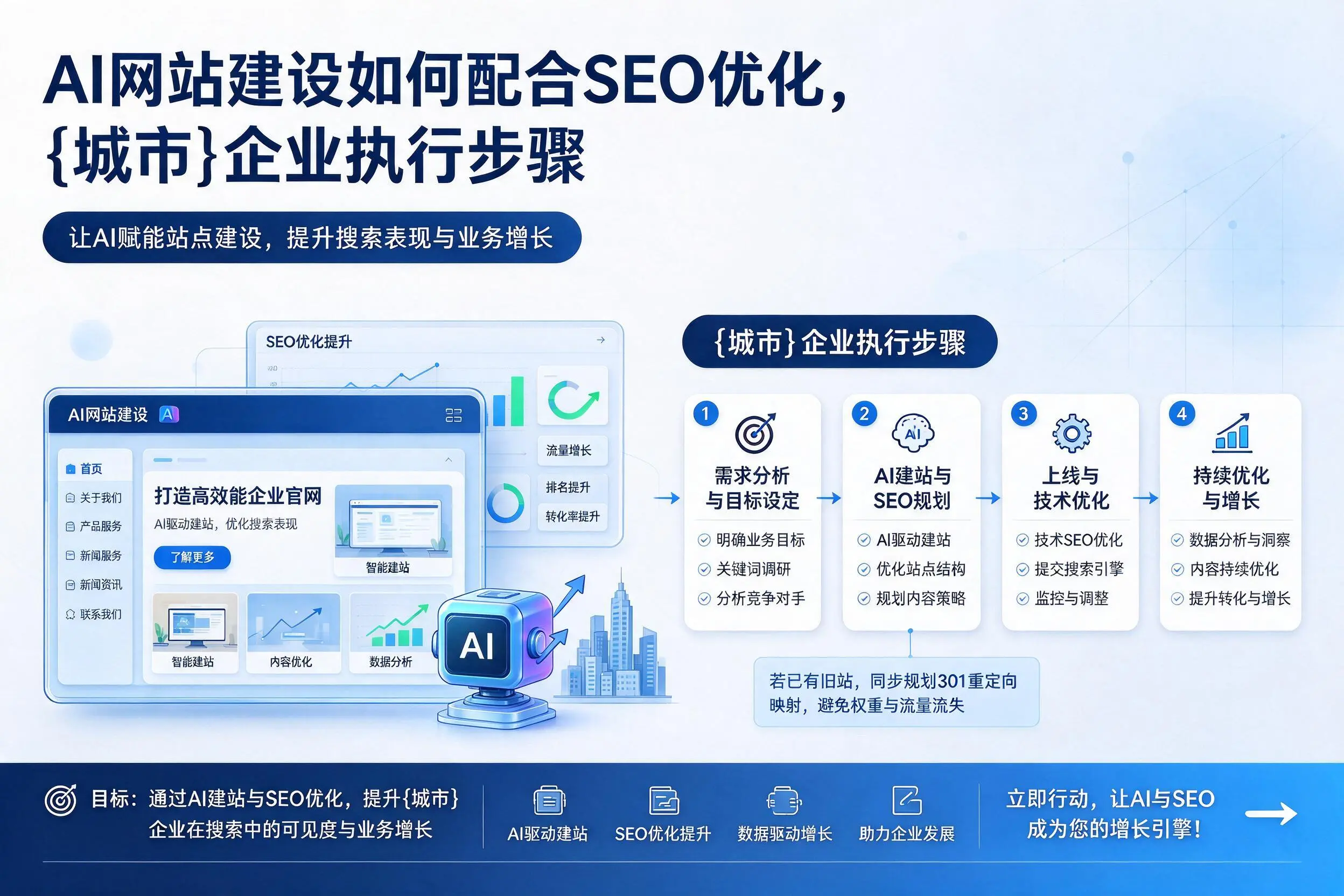 AI网站建设如何配合SEO优化，天门企业执行步骤