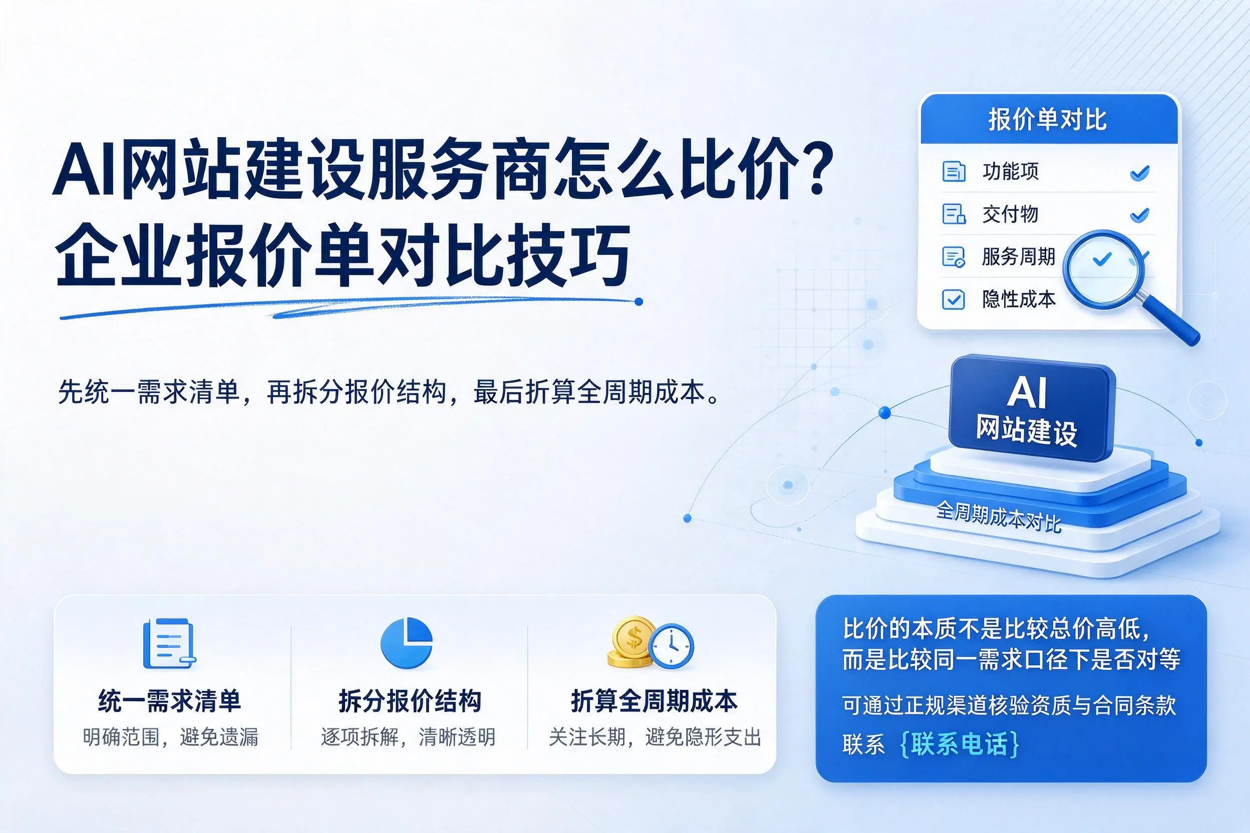 AI网站建设服务商怎么比价？天门企业报价单对比技巧
